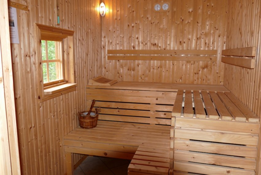 Sauna mit Zugang vom Bad und zur Terrasse
